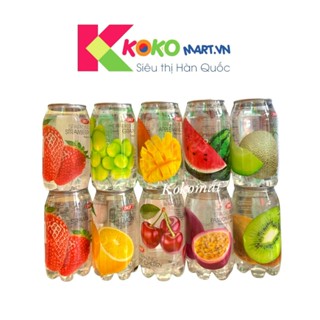 Nước trái cây Sparkling OKF Hàn Quốc lon 350ml (vị nho xanh,dưa hấu,dâu, kiwi, xoài, dưa lưới, chery)