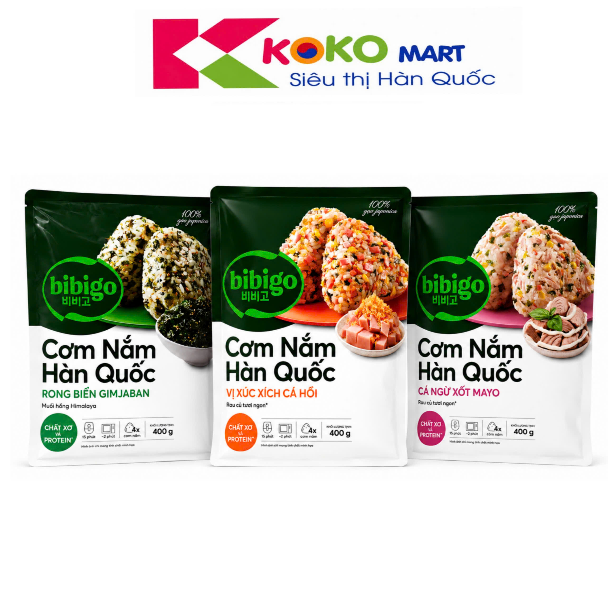 Cơm nắm ăn liền Hàn Quốc Bibigo 400g (Chỉ ship hoả tốc HCM)