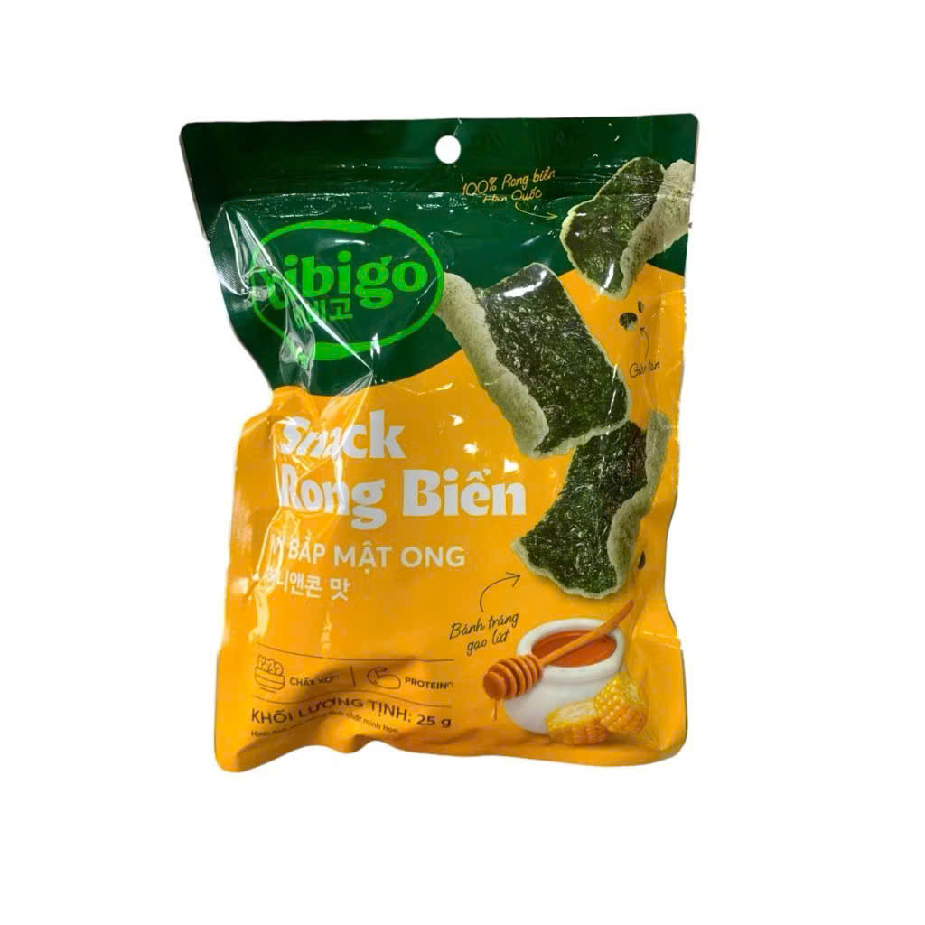 SNACK RONG BIỂN BIBIGO VỊ BẮP MẬT ONG 25G