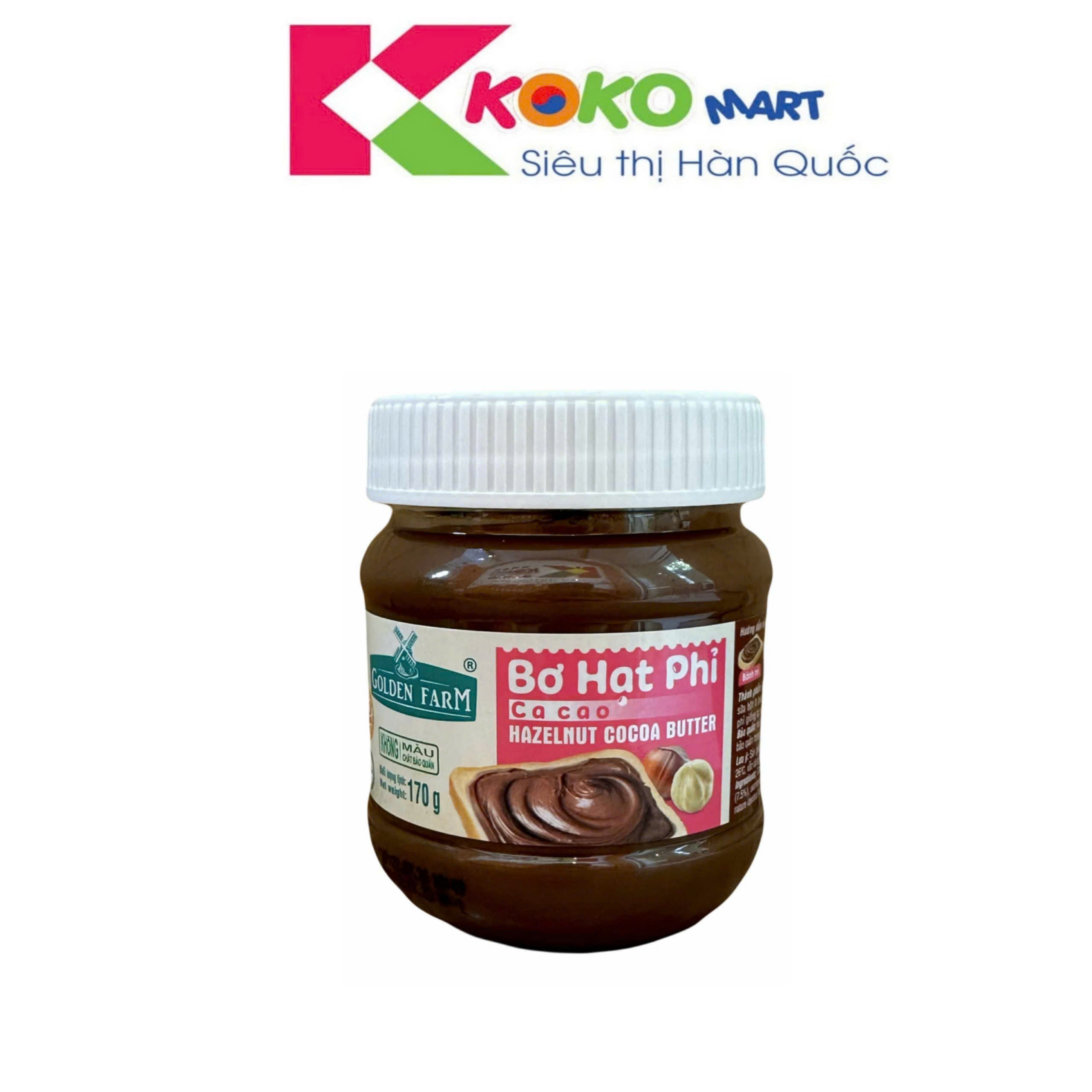 Bơ Hạt Phỉ Cacao Golden Farm hộp 170g