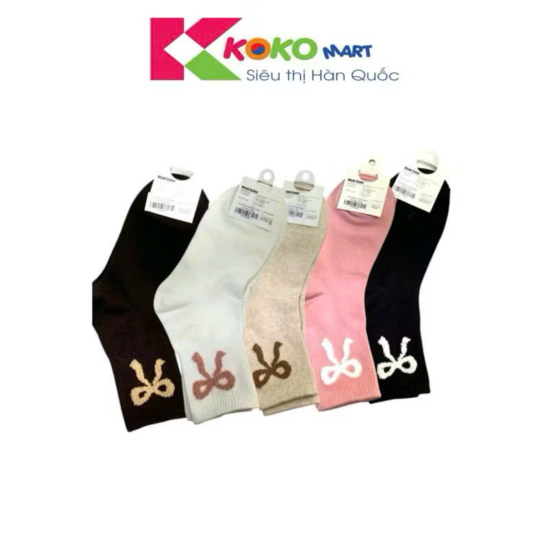 Vớ/Tất Nữ cổ dài Hàn Quốc hình nơ nhiều màu (hồng, trắng, đen, nâu, kem)