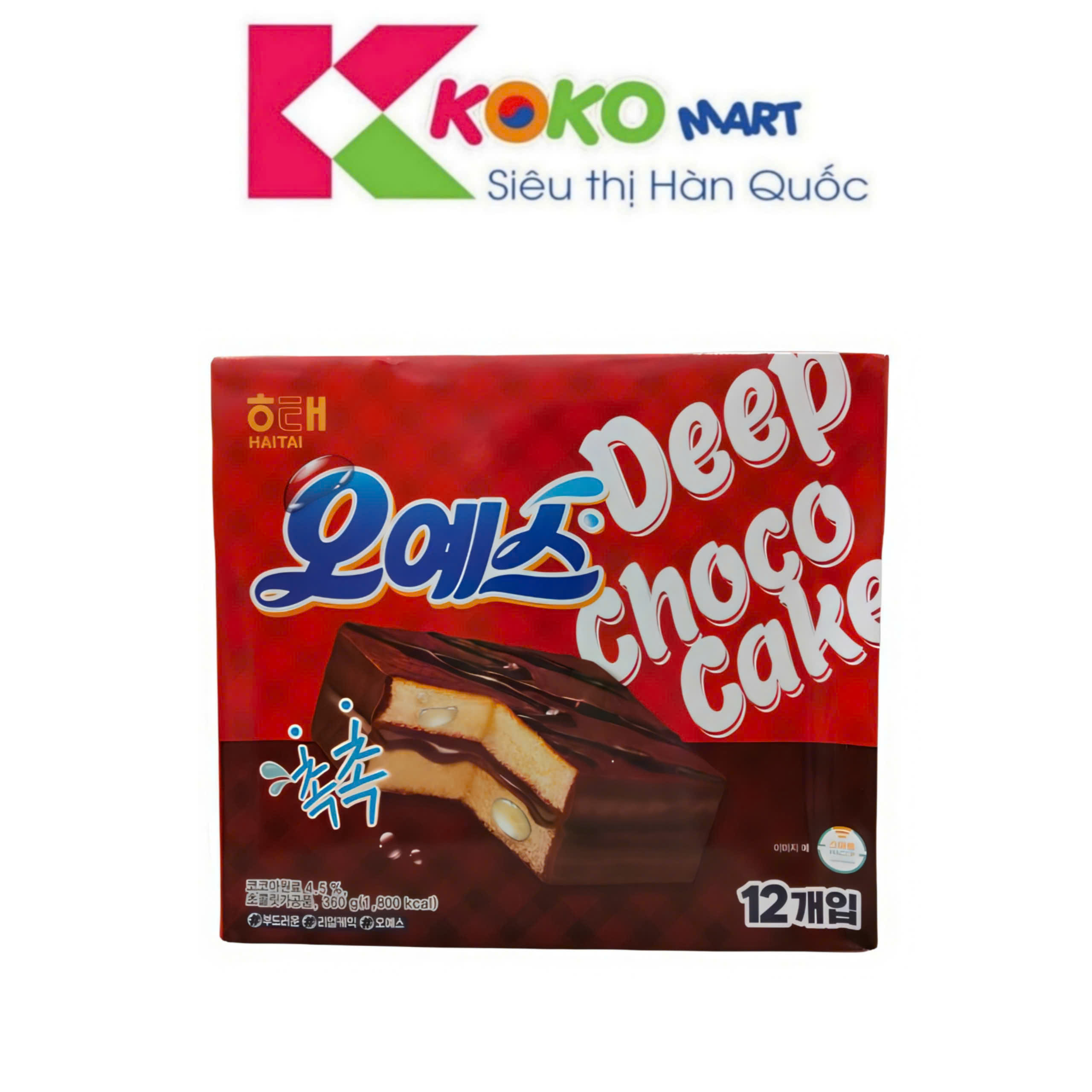 Bánh Hàn Quốc Haitai Oh Yes Chocolate Coated hộp 360g (12 bánh)