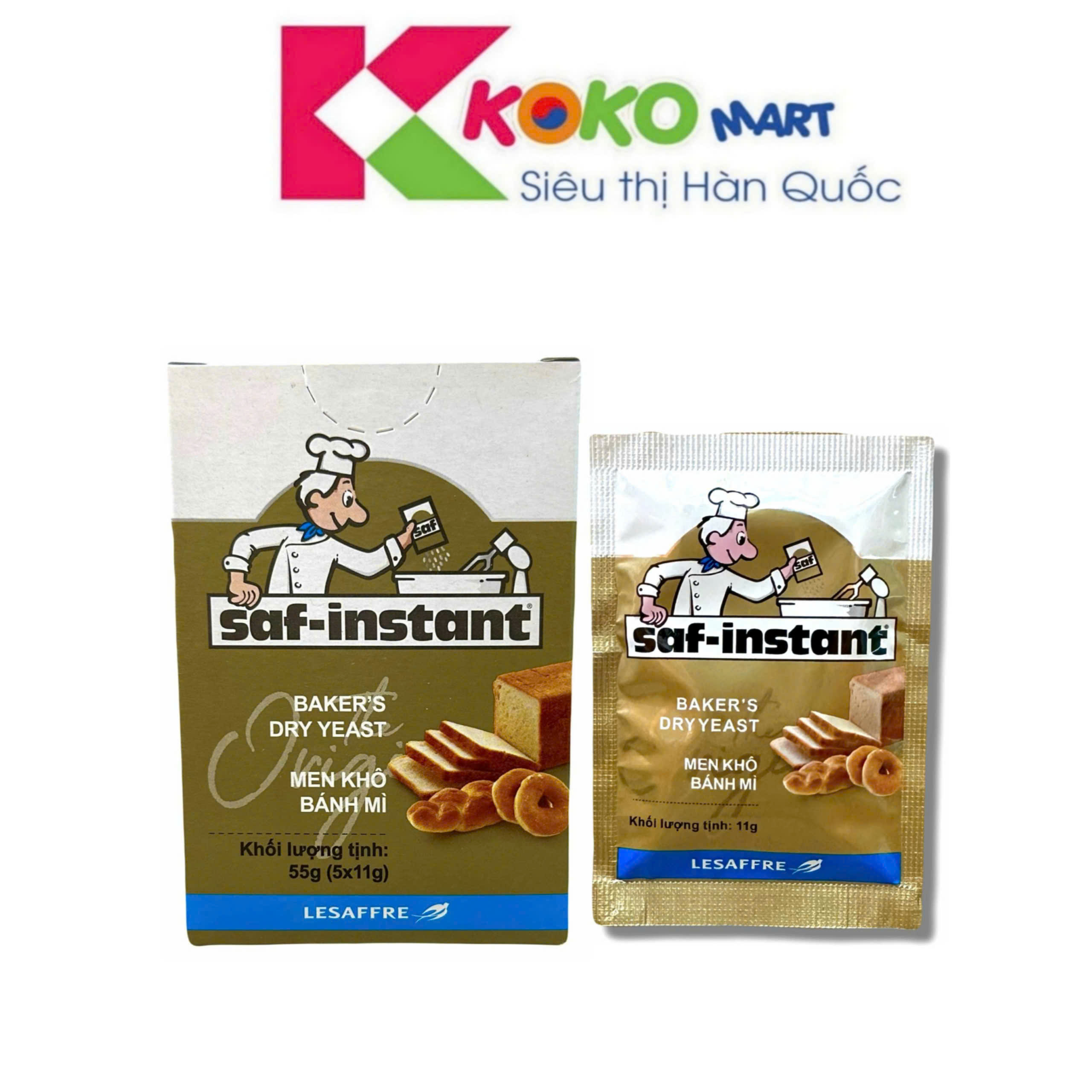 Saf hộp 5 gói 11g / Men khô men nở làm bánh mì, bánh bao, bánh mì ngọt 