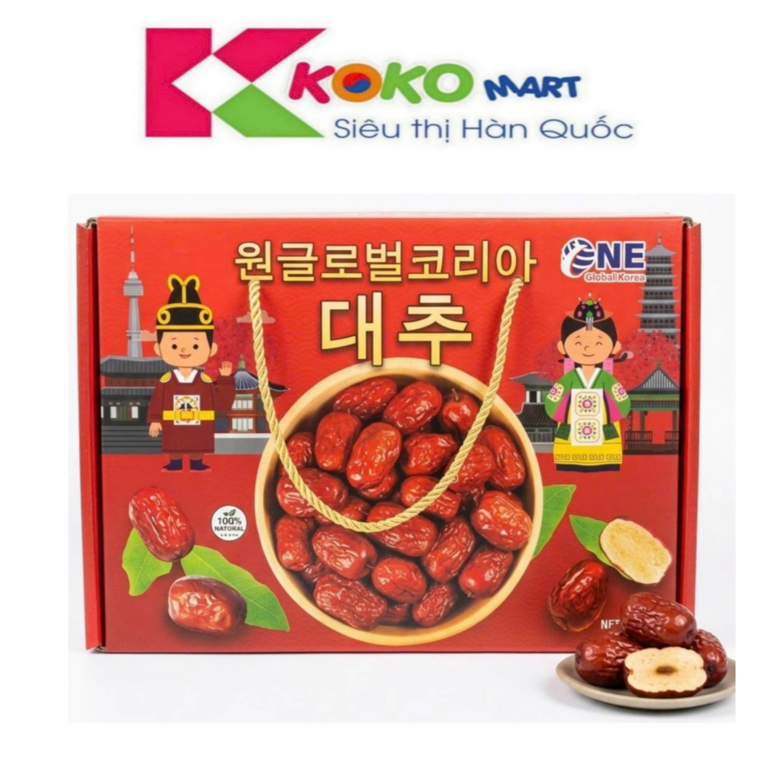 Táo đỏ sấy khô One Global Korea hộp 1kg