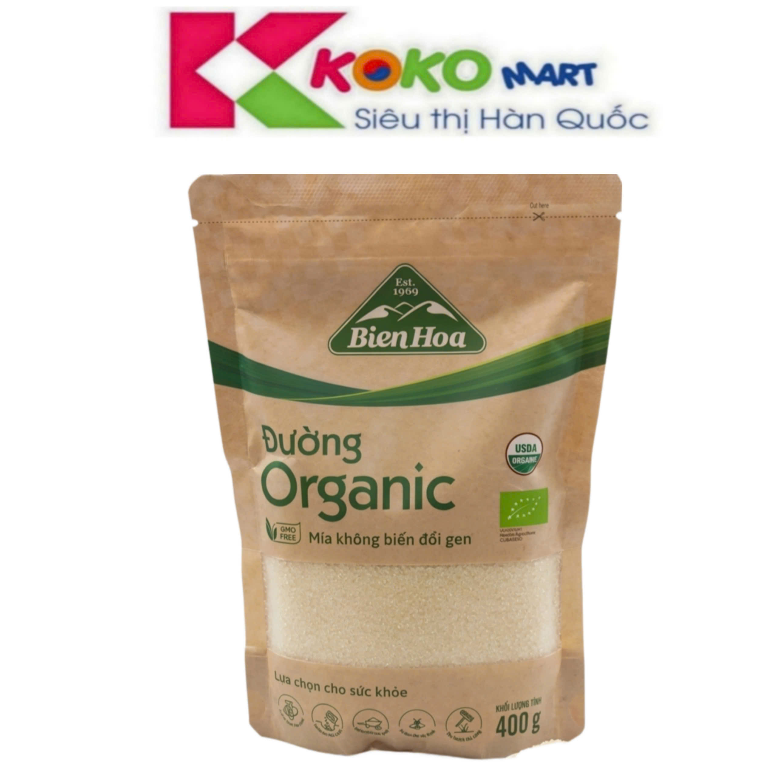 Đường Hữu Cơ Organic Biên Hòa Gói 400G
