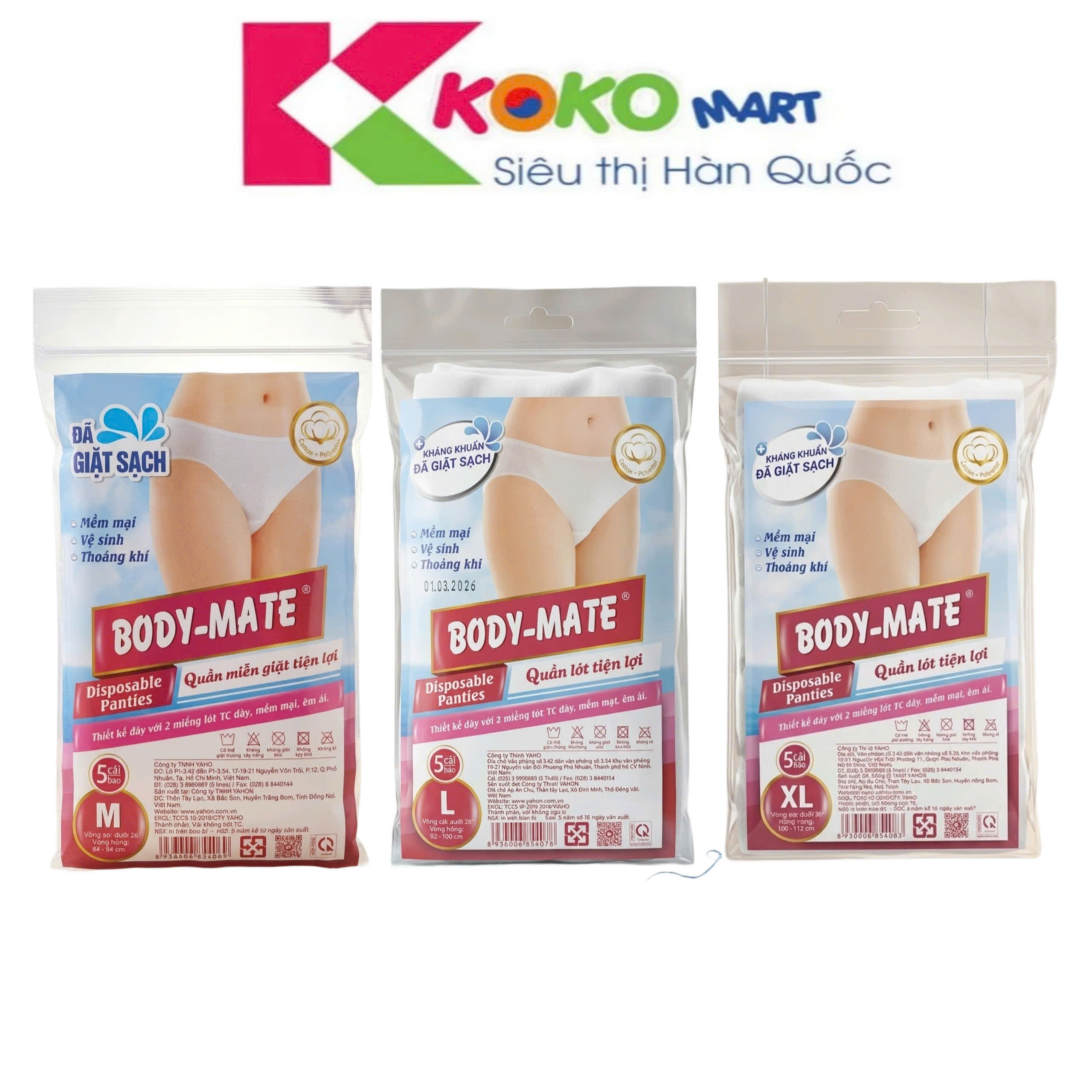 Quần lót miễn giặt Travel Mate gói 5 cái size M,L,XL