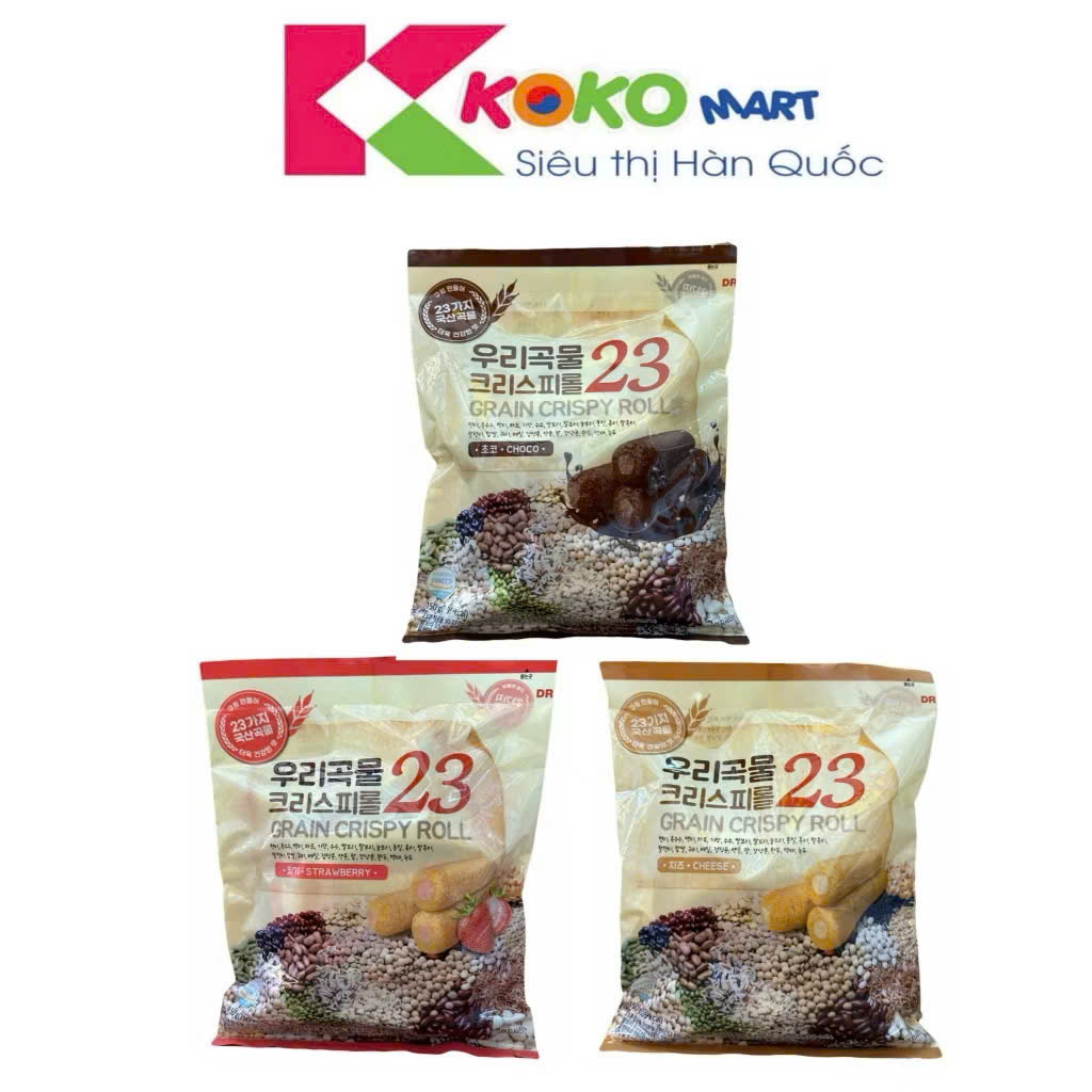 Bánh Cuộn Ngũ Cốc 23 loại hạt Hàn Quốc bịch 150g (vị phô mai, dâu và sô cô la)