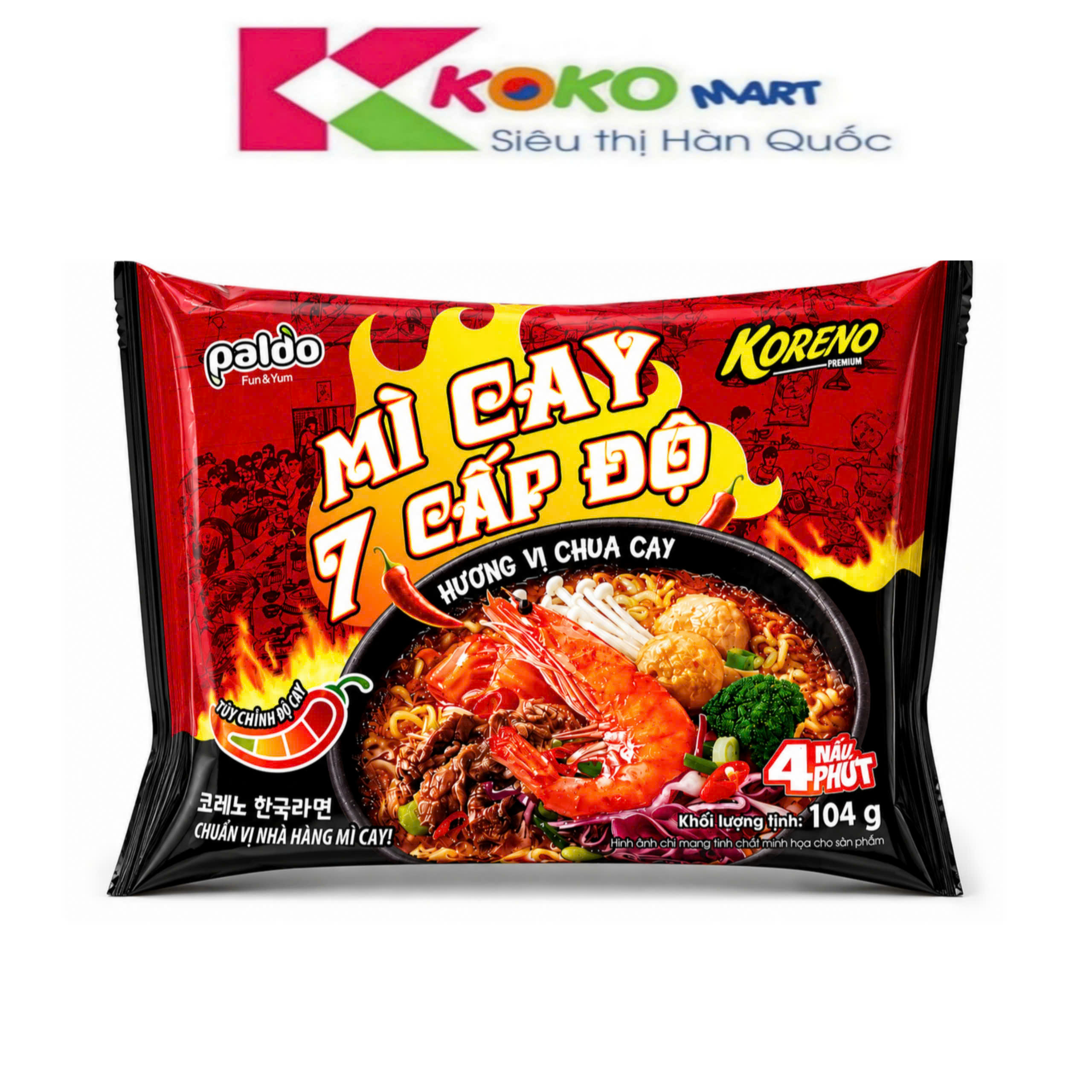 Mì cay 7 cấp độ Koreno gói 104g